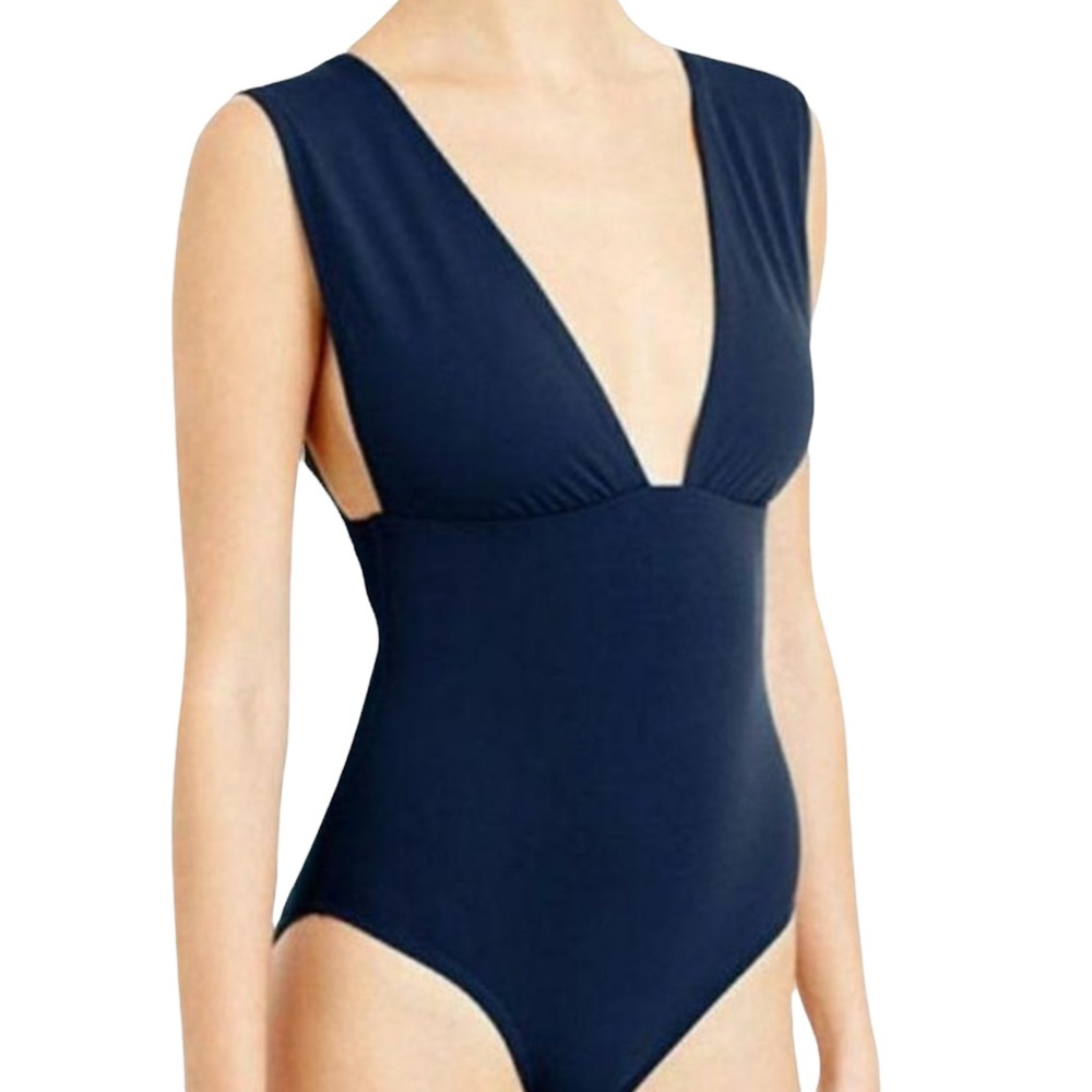 J. Crew Plunge V Neck One Piece Swimsuit in Navy Size 0 NWT